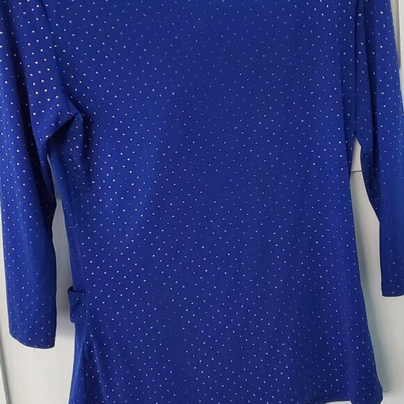 Blue self-belting cowl neck top - Picture 4 of 6